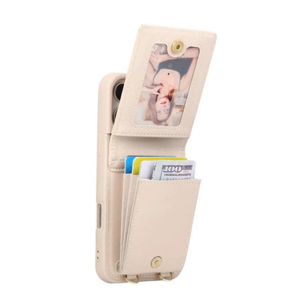 Crossbody Phone Wallet Case Compact For Everyday Use – beige hands-free phone wallet with card and cash pockets, adjustable strap-ready