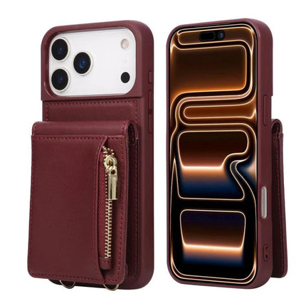 Crossbody Phone Wallet Case Compact For Everyday Use - burgundy leather phone case with zippered pocket and adjustable strap