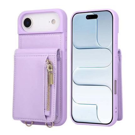 Crossbody Phone Wallet Case Compact For Everyday Use - lavender leather phone case with zip pocket and adjustable strap