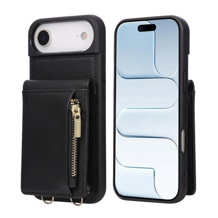 Crossbody Phone Wallet Case Compact For Everyday Use black leather zip pocket phone case with adjustable strap