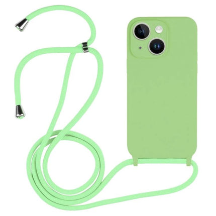 Silicone Crossbody Case for Daily Hands-Free Phone Carrying in pastel green with slim silicone shell, raised edges and adjustable cord for hands-free use