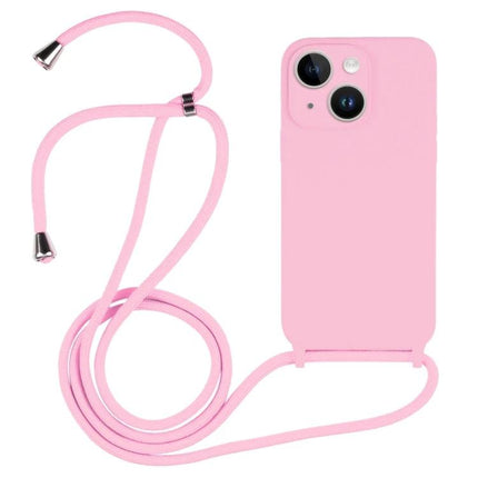Silicone Crossbody Case for Daily Hands-Free Phone Carrying pink slim silicone shell with adjustable strap and raised edges for protection