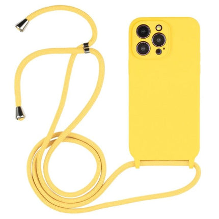 Silicone Crossbody Phone Case for Everyday Hands Free Carry - yellow silicone case with adjustable nylon lanyard and detachable strap