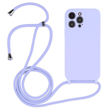 Silicone Crossbody Phone Case for Everyday Hands Free Carry - lilac slim silicone phone case with adjustable detachable nylon lanyard