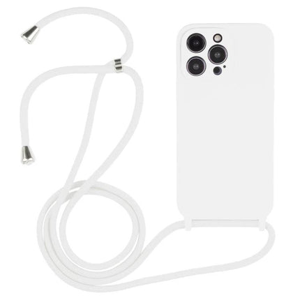 Silicone Crossbody Phone Case for Everyday Hands Free Carry - slim white silicone shell with adjustable nylon lanyard for hands-free use