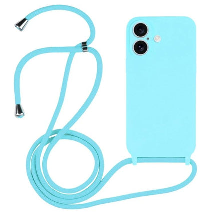 Stylish Crossbody Phone Case for Hands-Free Everyday Use in light blue silicone with adjustable nylon lanyard for secure, hands-free access
