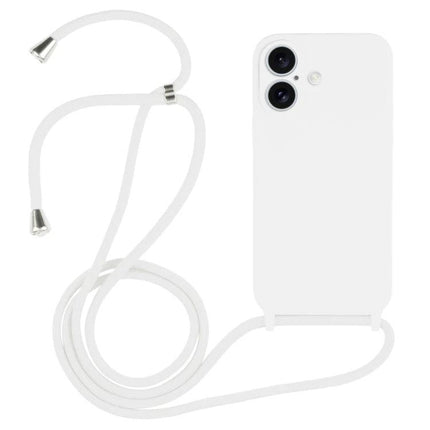 Stylish Crossbody Phone Case for Hands-Free Everyday Use - White soft silicone phone case with adjustable nylon lanyard