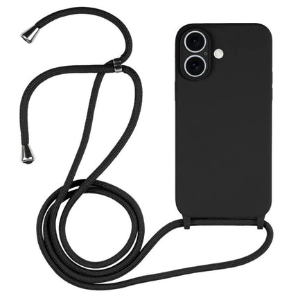 Crossbody Phone Case For Hands-Free Everyday Carry - black soft silicone phone case with adjustable nylon lanyard for shopping and walks