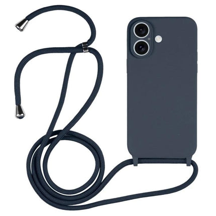 Crossbody Phone Case For Hands-Free Everyday Carry in navy silicone with adjustable nylon lanyard for shopping and outdoor walks