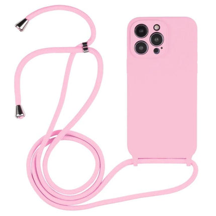 Adjustable Crossbody Phone Case For Hands-Free Daily Use - slim pink silicone phone case with adjustable nylon strap for shopping, walking, exercising