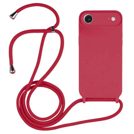 Crossbody Phone Case With Lanyard For Everyday Outings slim red silicone phone case with adjustable red lanyard for hands-free carry