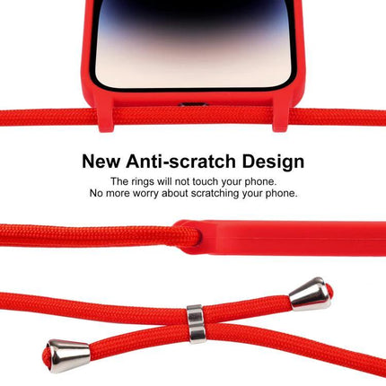 Crossbody Phone Case for Daily Activities and Travel in red with anti-scratch silicone shell and adjustable nylon lanyard