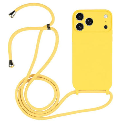 Crossbody Phone Case for Daily Activities and Travel in bright yellow silicone with adjustable removable nylon lanyard, raised edges for screen and camera protection