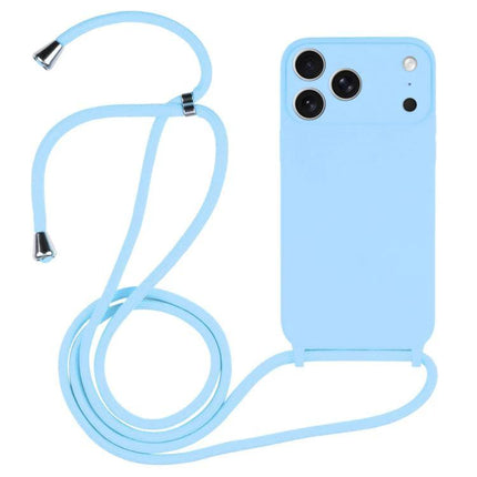 Crossbody Phone Case for Daily Activities and Travel - light blue silicone phone case with adjustable nylon lanyard, hands-free wear for walks, errands, travel