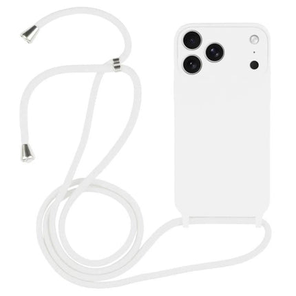 Crossbody Phone Case for Daily Activities and Travel — white silicone phone case with adjustable removable nylon lanyard for hands-free use