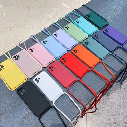iPhone Case With Adjustable Crossbody Lanyard For Daily Use And Easy Phone Access - colorful silicone cases with raised edges for protection and hands-free wear