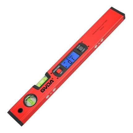 GVDA 360-Degree Digital Level for Accurate Measurements - red aluminum digital angle level with LCD display, bubble vials, waterproof dustproof design