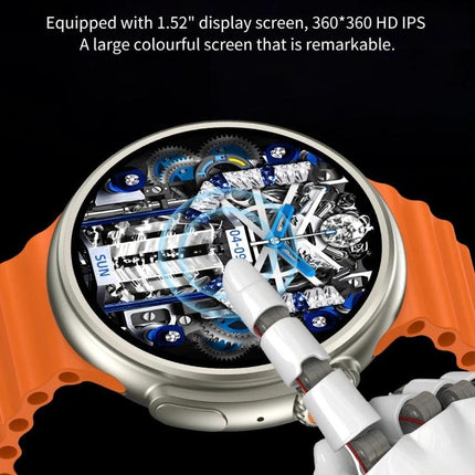 Z78 Ultra Smart Watch for Everyday Life Essentials - 1.52" HD circular display with orange strap showing mechanical watchface