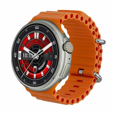 A Versatile Smart Watch for Everyday Health and Connectivity - orange strap smartwatch with 1.6-inch round screen showing steps, heart rate and notifications