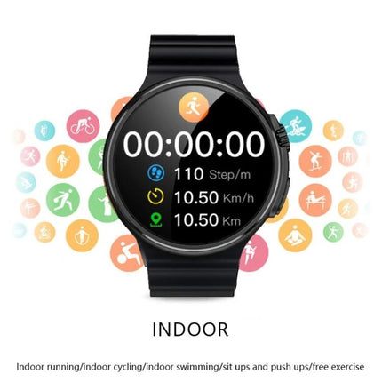 A Versatile Smart Watch for Everyday Health and Connectivity - black 1.6-inch round screen showing step, heart rate, and distance tracking