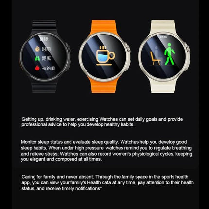 A Versatile Smart Watch for Everyday Health and Connectivity showing three round-screen watches displaying health and notification icons