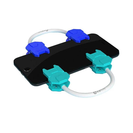 MiJing Universal Fastening Holder for Phone Screen Fixing with soft silicone clamps holding a smartphone for hands-free screen repair