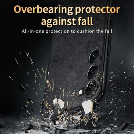 Sulada Leather Case for Samsung Phone Everyday Protection for Daily Commutes and Casual Outings showing leather TPU case resisting drops and debris