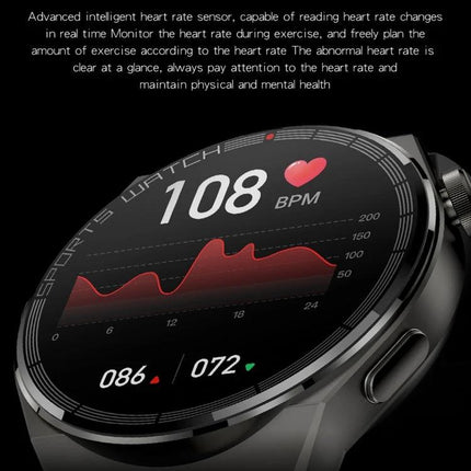 Daily Smart Watch for Everyday Health and Connectivity — close-up of smartwatch displaying 108 BPM heart rate, ECG graph, and Bluetooth calling-ready design