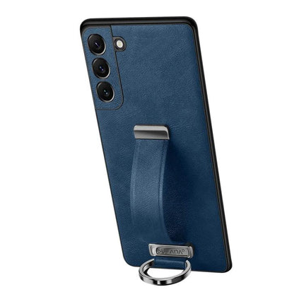 Sulada Leather Phone Case for Samsung Everyday Protection - blue PU leather case with built-in holder, ring stand and textured grip
