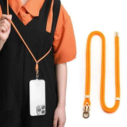 Sulada Comfortable Adjustable Nylon Neck Lanyard for Phones worn with phone case, bright orange nylon hands-free phone holder
