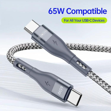 Duzzone USB-C Cable for Home and Travel Charging — 65W braided USB‑C cable for fast charging smartphones, tablets and laptops