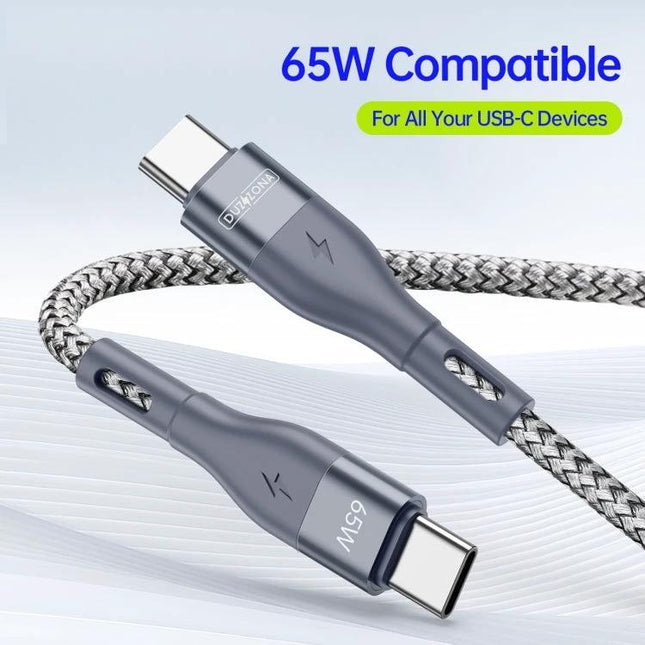 Duzzone USB-C Cable for Home and Travel Charging — 65W braided USB‑C cable for fast charging smartphones, tablets and laptops