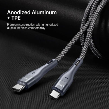 Duzzone USB-C Cable for Home and Travel Charging — braided anodized aluminum + TPE fast charging cable for phones, tablets, laptops