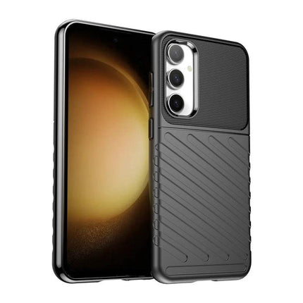Thunderbolt Phone Case for Samsung Galaxy Daily Protection - slim TPU full-coverage black case with textured grip and raised camera lip
