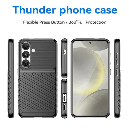 Thunderbolt Phone Case for Samsung Galaxy Daily Protection slim black TPU full-coverage case showing front, back and side views