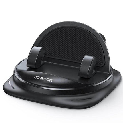 Joyroom 360 Degrees Rotatable Dashboard Car Phone Holder — black dashboard mount with adjustable spring clamp and 360° rotating base for phones
