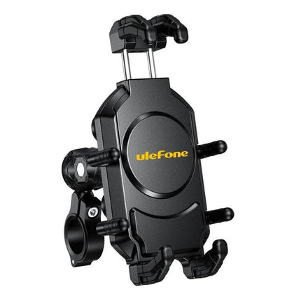 Ulefone Armor Mount Pro Universal Bicycle Handle Phone Holder mounted on bike bar, one-handed quick-release, metal rod dual protection