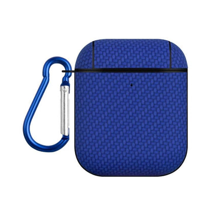 Lightweight Protective Case for Earbuds on Daily Outings blue textured compact PC shell with carabiner