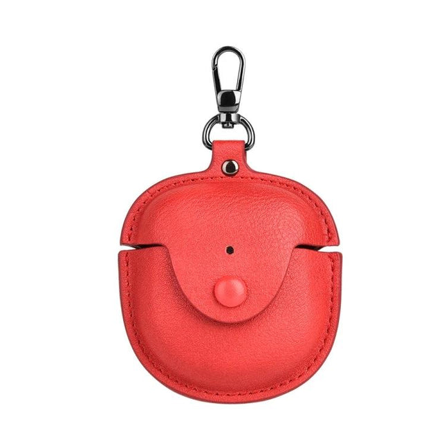 Bose QuietComfort Earbuds Protective Case for Daily Use - red PU leather keychain case with snap closure and charging access