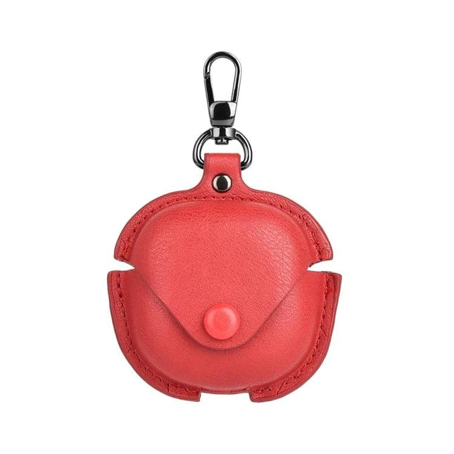 Leather Protective Case for Samsung Earbuds in Daily Use - red PU leather keychain case with snap button and charging access
