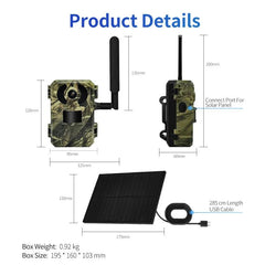 Solar-Powered 4MP Wildlife Surveillance Camera with PIR Alert and Two-Way Audio