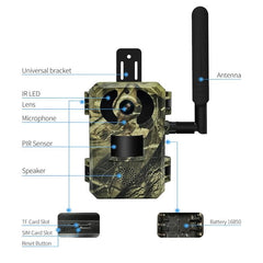 Solar-Powered 4MP Wildlife Surveillance Camera with PIR Alert and Two-Way Audio