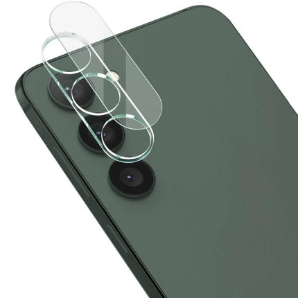 Imak High Definition Glass Lens Film for Phone Protection shown as clear dual-layer lens protector aligning over phone camera lenses