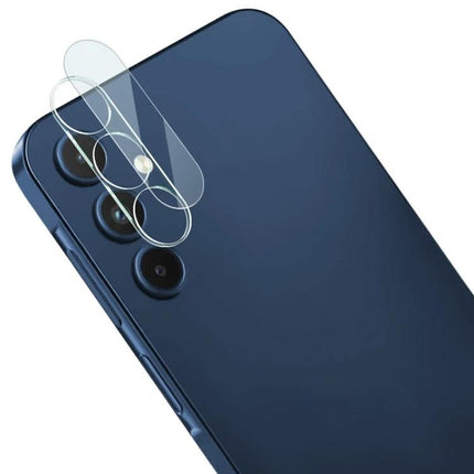 Imak High Definition Glass Lens Film for Phone Protection showing clear dual-layer camera lens protector on blue smartphone
