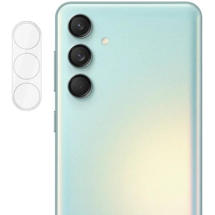 Imak High Definition Glass Lens Film for Phone Protection shown over triple camera lenses, clear glass protector with acrylic cap and bubble-free adhesive