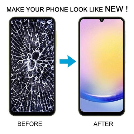 Replacement Screen for Samsung Galaxy Phones in Daily Use - before cracked screen and after restored display with full LCD and digitizer assembly