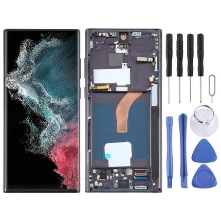 Screen Assembly for Repairing Daily-Use Samsung Phones showing front display, internal assembly and repair toolkit for drop-damaged phones