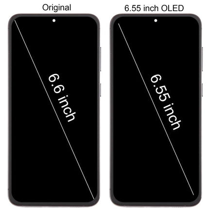 Screen Assembly for Repairing Daily-Use Samsung Phones - 6.55 inch OLED replacement versus original 6.6 inch display