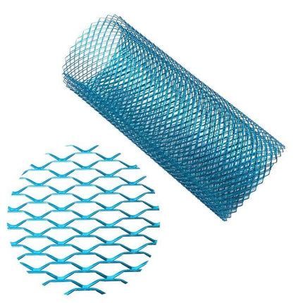 Universal Aluminum Alloy Car Grill Mesh for Debris Protection, 100x33cm - blue expanded metal roll showing mesh pattern