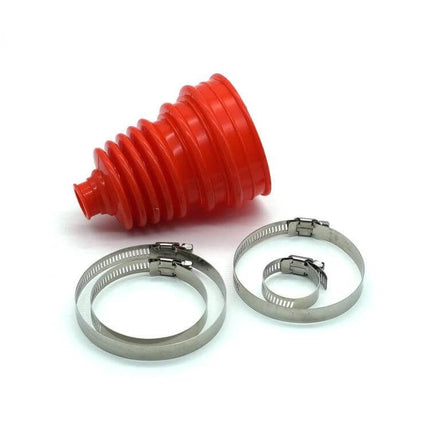 Car Steering Ball Rubber Dust Cover 95x130mm Durable And Practical red rubber bellows with three stainless hose clamps, tongue-and-groove fit for steering ball protection